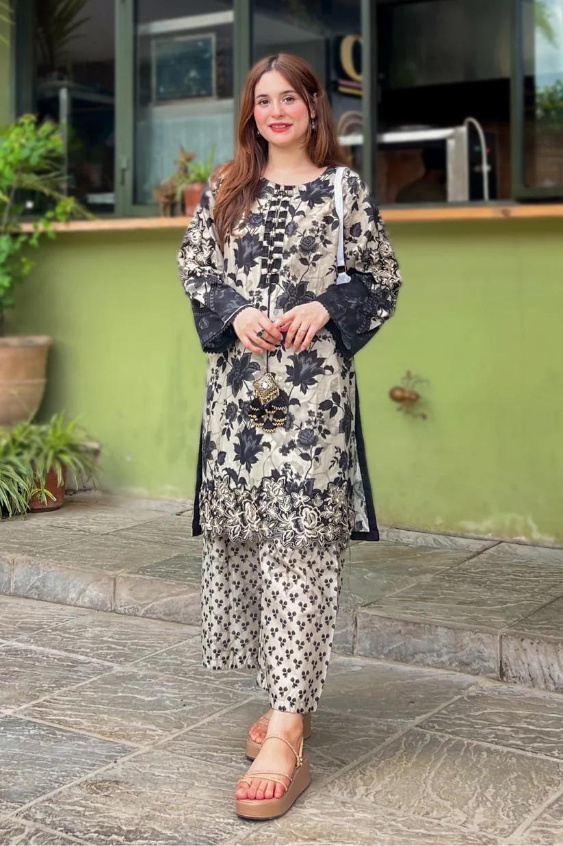 Fancy khaddar Digital printed Two pieces For Girls