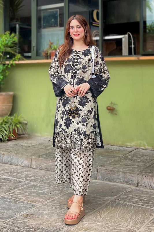 Fancy khaddar Digital printed Two pieces For Girls