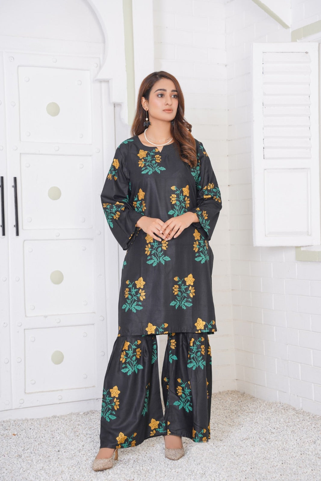 Fancy Linen printed Sharara Two pieces For Girls