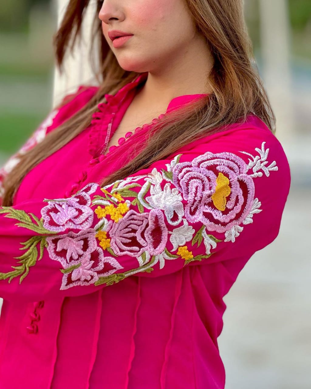 Fancy stitched Bazu Embroidery dress for girls